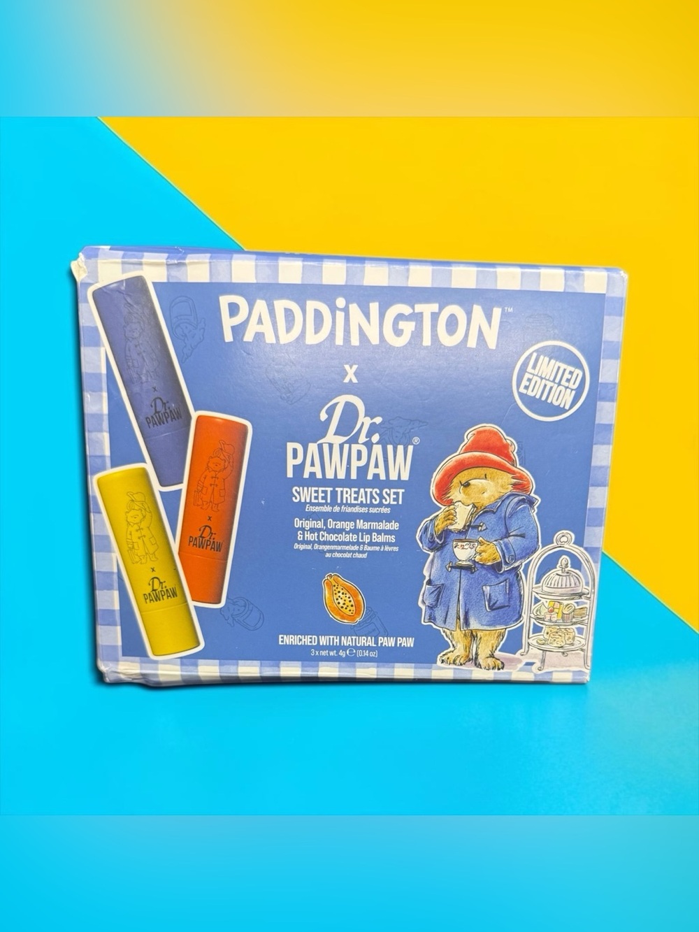 💛🧡💙PADDiNGTON x DR. PAWPAW💛🧡💙3-PC Sweet Treats Lip Balm Set/NIB